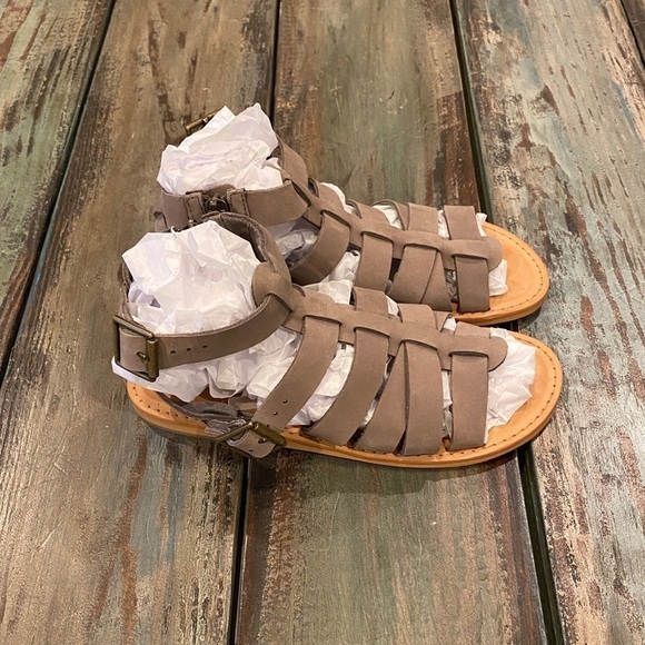 BP. Britt Gladiator Sandal, Taupe Leather, Womens Size 5 Strappy Flats - Picture 8 of 9